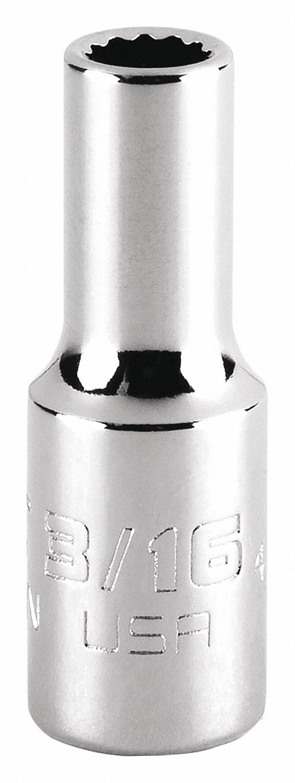 SOCKET,STEEL,CHROME,3/16 IN