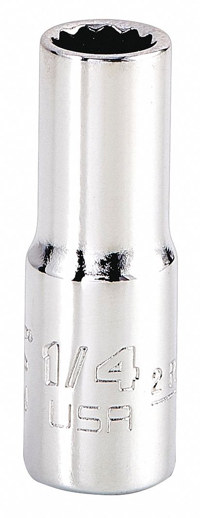 SOCKET,STEEL,CHROME,1/4 IN