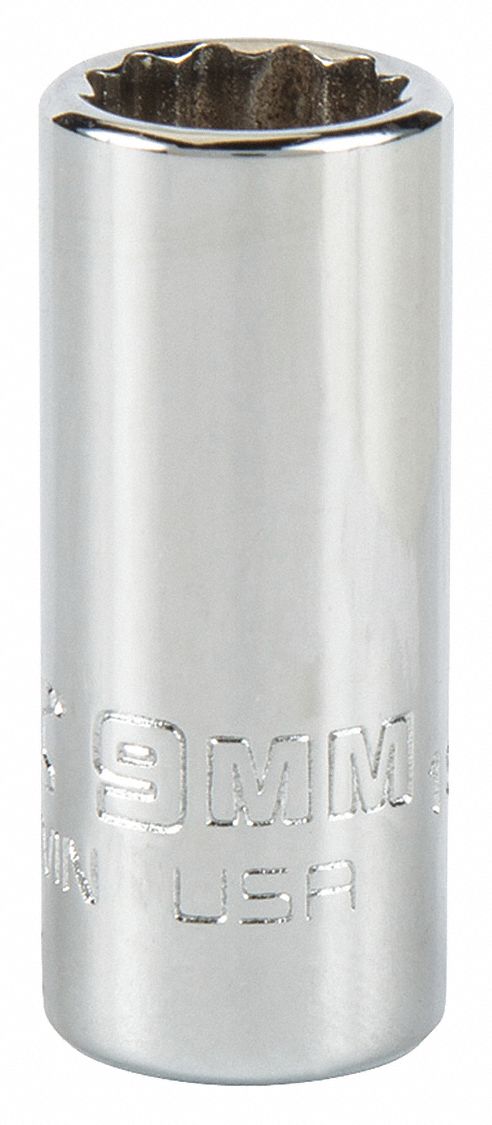 Socket,  Steel,  Chrome,  9 mm