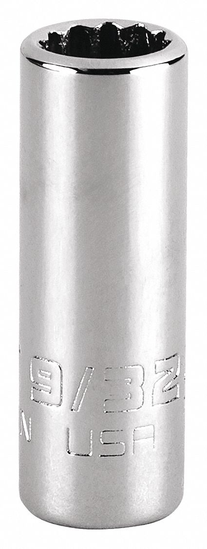 DOUILLE, ACIER, CHROME, 9/32 PO