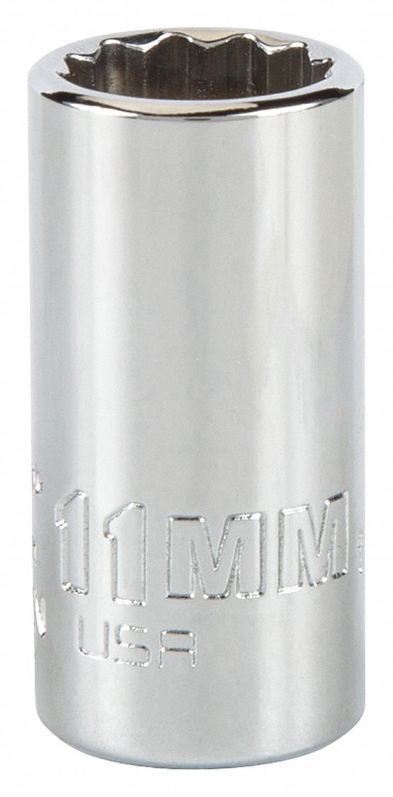 Socket,  Steel,  Chrome,  11 mm