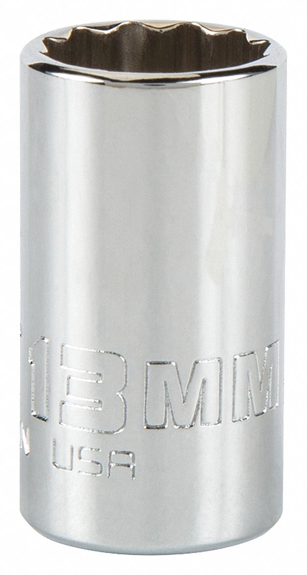 SOCKET,STEEL,CHROME,13 MM