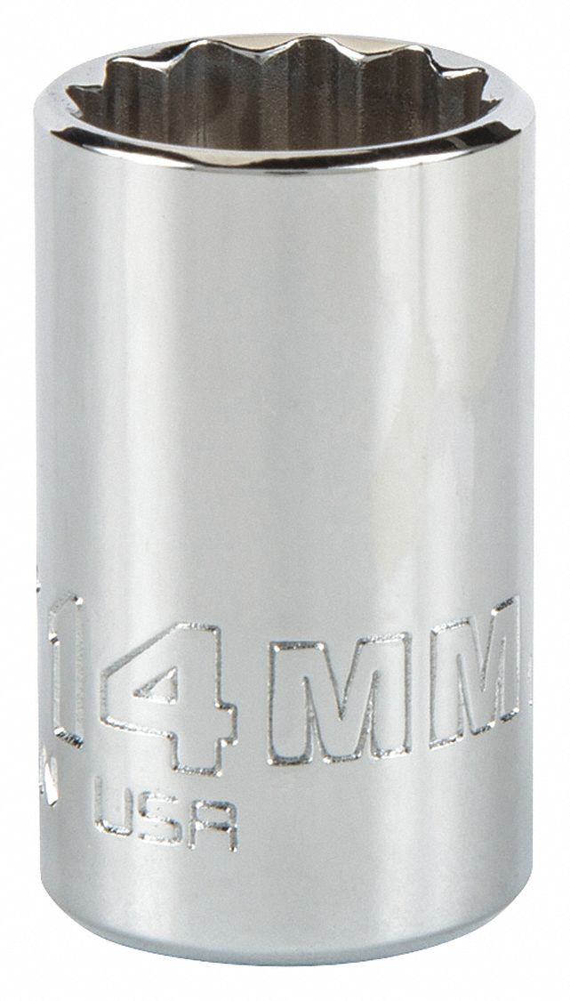 Socket,  Steel,  Chrome,  14 mm