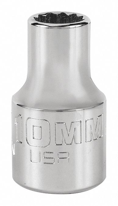 Socket,  Steel,  Chrome,  10 mm