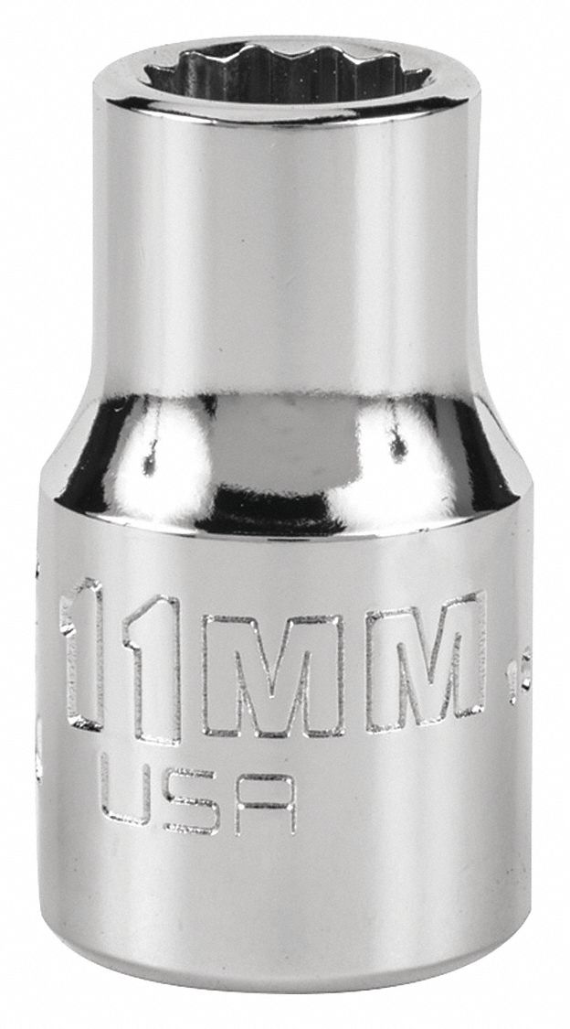 Socket,  Steel,  Chrome,  11 mm