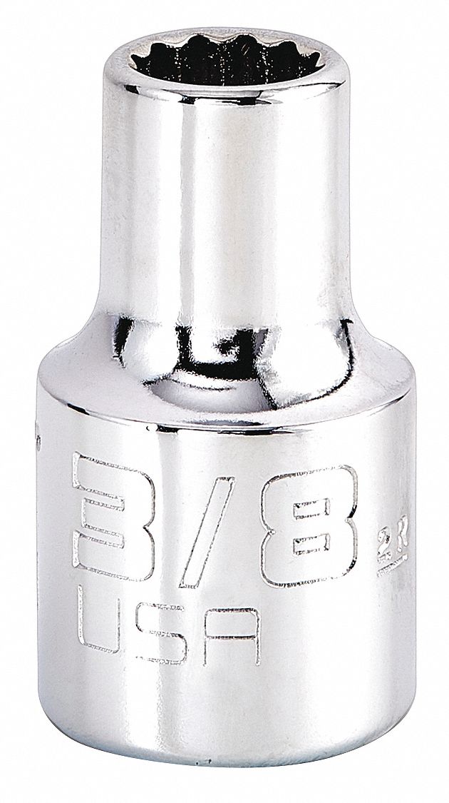 Socket,  Steel,  Chrome,  12 mm