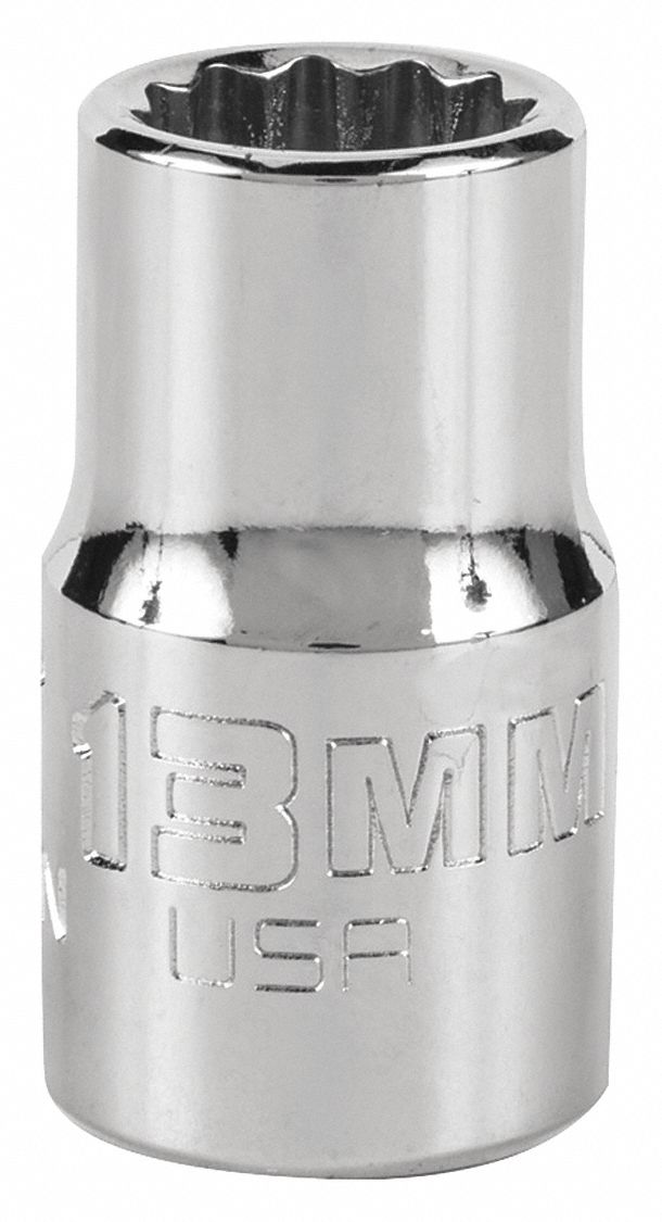 Socket,  Steel,  Chrome,  13 mm