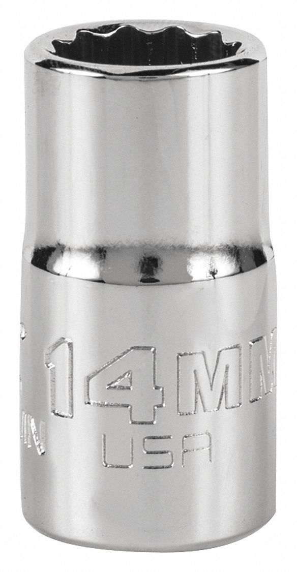 Socket,  Steel,  Chrome,  14 mm