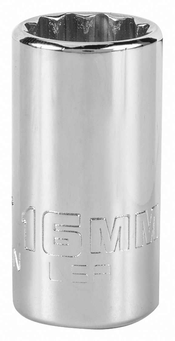 Socket,  Steel,  Chrome,  16 mm