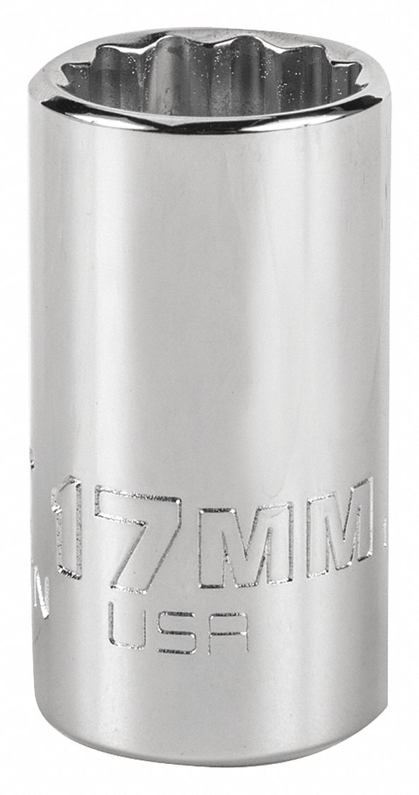 Socket,  Steel,  Chrome,  17 mm