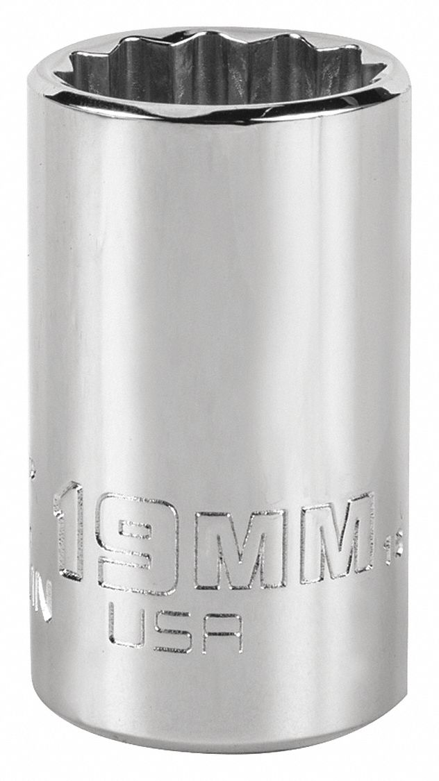 Socket,  Steel,  Chrome,  19 mm