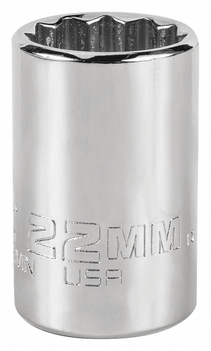 Socket,  Steel,  Chrome,  22 mm