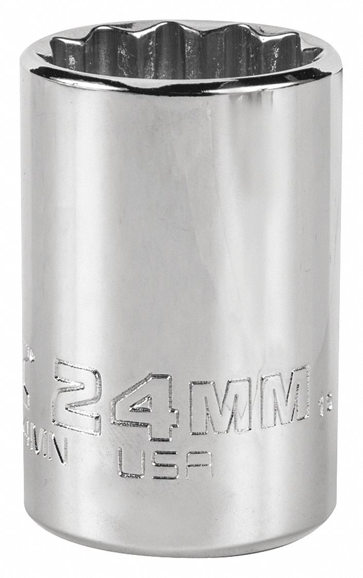 Socket,  Steel,  Chrome,  24 mm