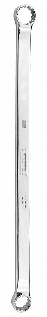 Double Box Wrench: Alloy Steel, Chrome, 7/16 in_1/2 in Head Size, 10 3/4 in Overall Lg, Offset