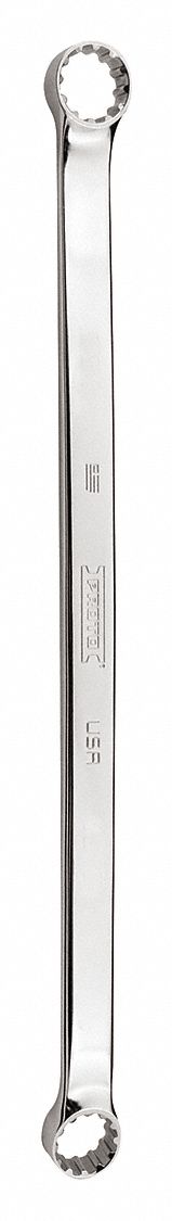Double Box Wrench: Alloy Steel, Chrome, 11/16 in_3/4 in Head Size, 14 1/4 in Overall Lg