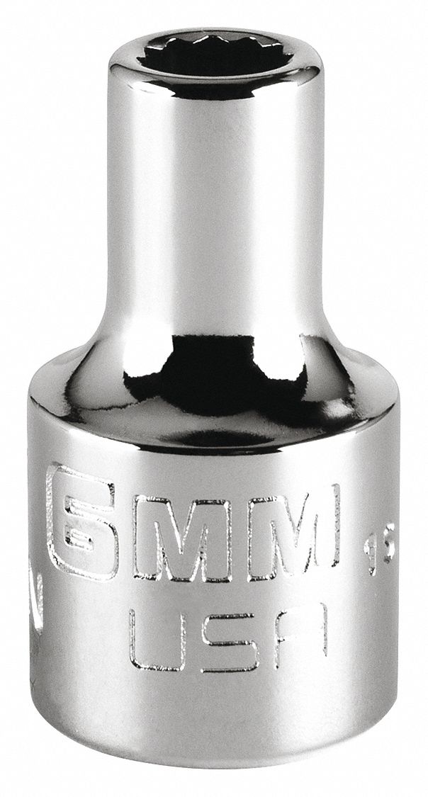 Socket,  Steel,  Chrome,  6 mm