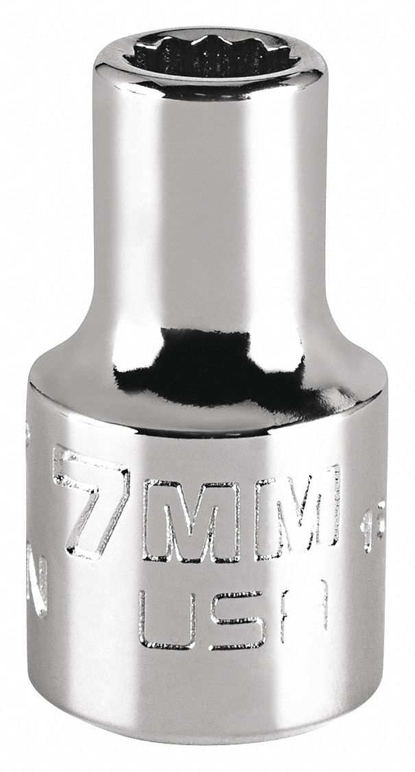 Socket,  Steel,  Chrome,  7 mm