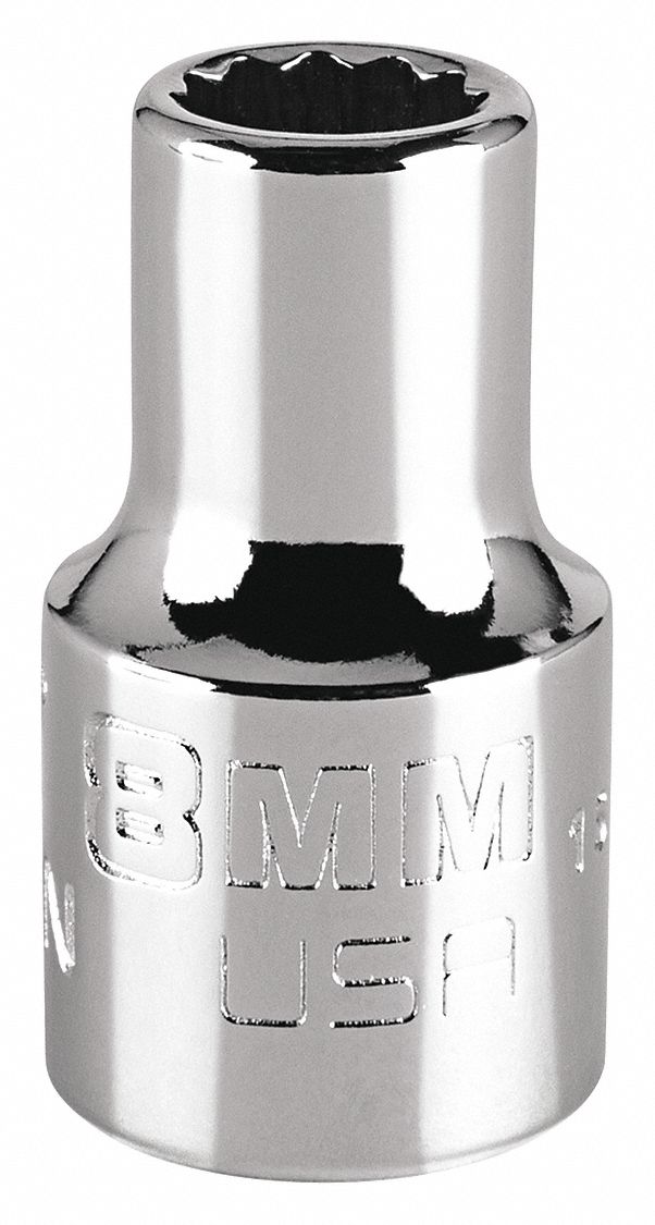 DOUILLE, ACIER, CHROME, 8 MM