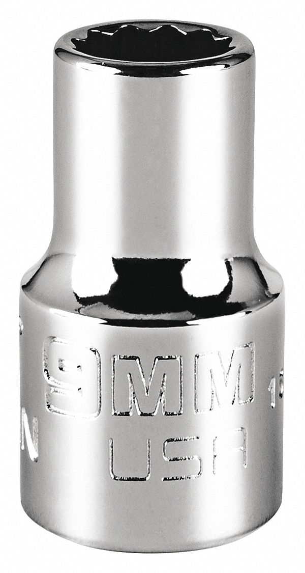 Socket,  Steel,  Chrome,  9 mm