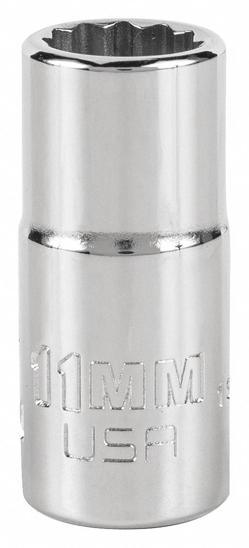 Socket,  Steel,  Chrome,  11 mm