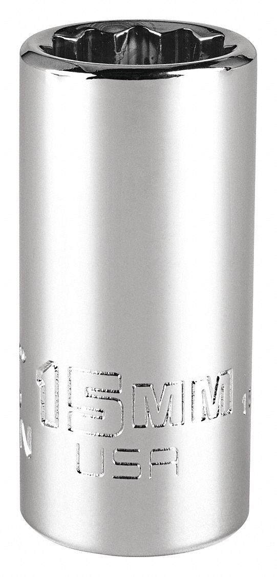 Socket,  Steel,  Chrome,  15 mm