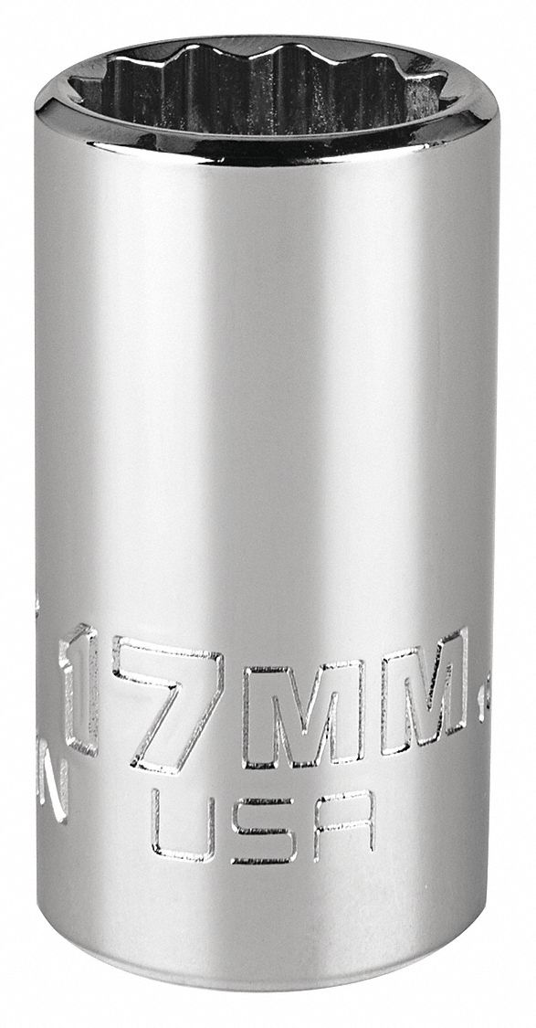 Socket,  Steel,  Chrome,  17 mm