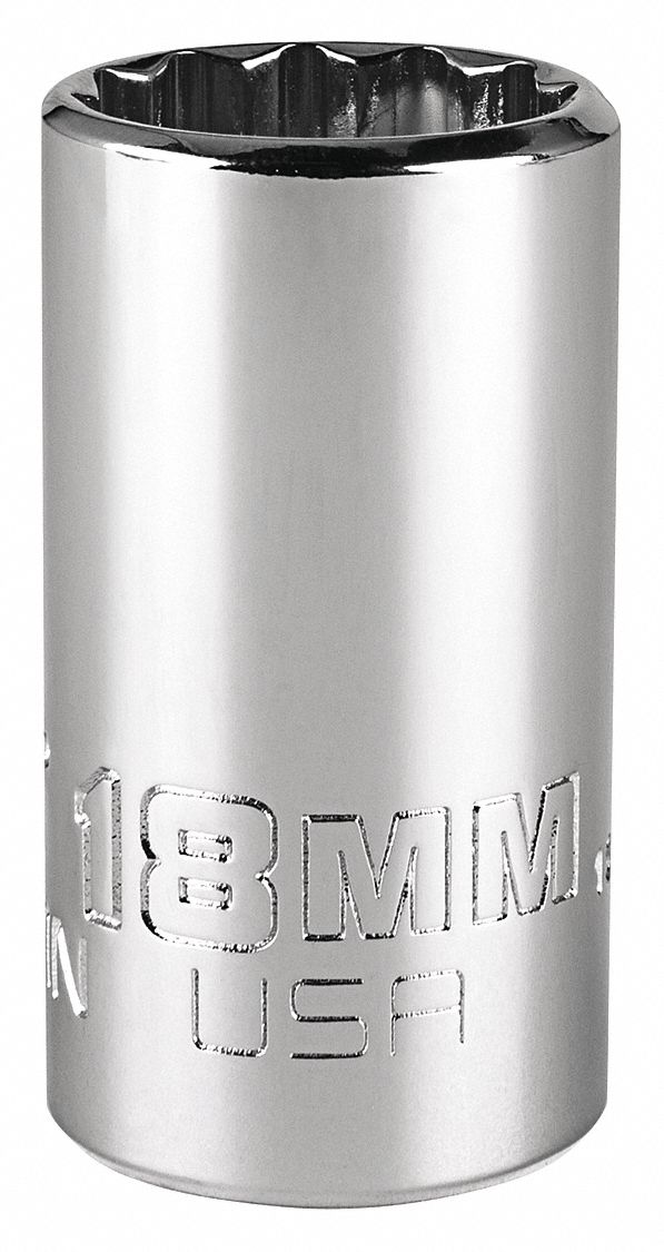 Socket,  Steel,  Chrome,  18 mm