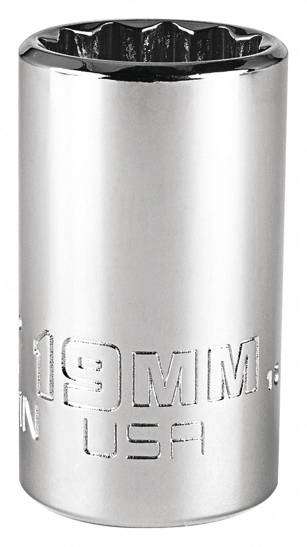 Socket,  Steel,  Chrome,  19 mm