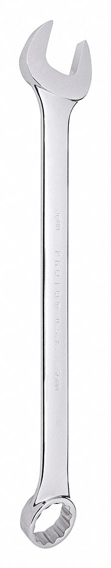 Combination Wrench: Alloy Steel, Chrome, 36 mm Head Size, 15 7/8 in Overall Lg, Offset