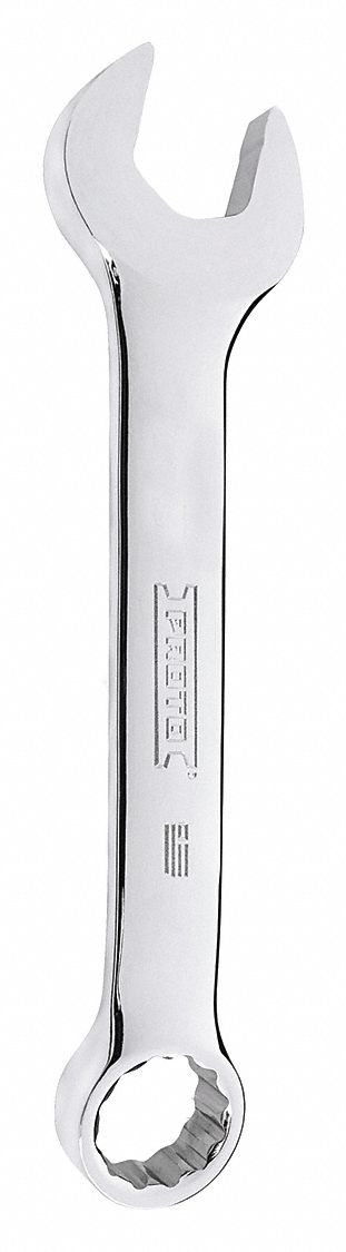 Combination Wrench: Alloy Steel, Chrome, 23 mm Head Size, 8 1/4 in Overall Lg, Offset