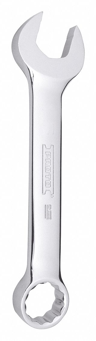 Combination Wrench: Alloy Steel, Chrome, 25 mm Head Size, 8 1/2 in Overall Lg, Offset