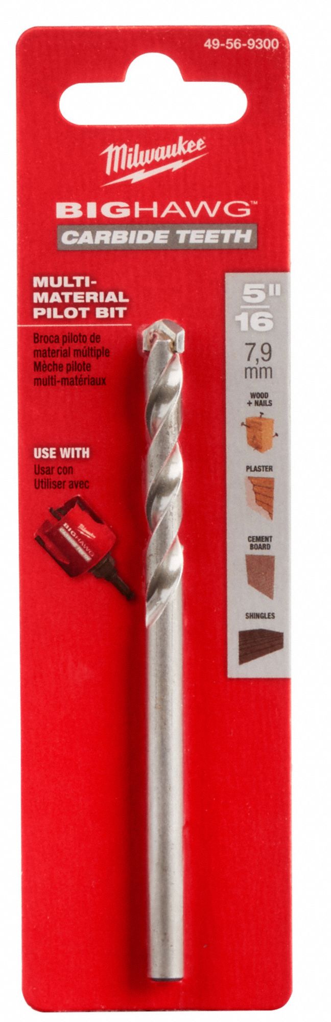 MILWAUKEE Pilot Drill Bit, 5/16 in, Flat, High Speed Steel 483K8549