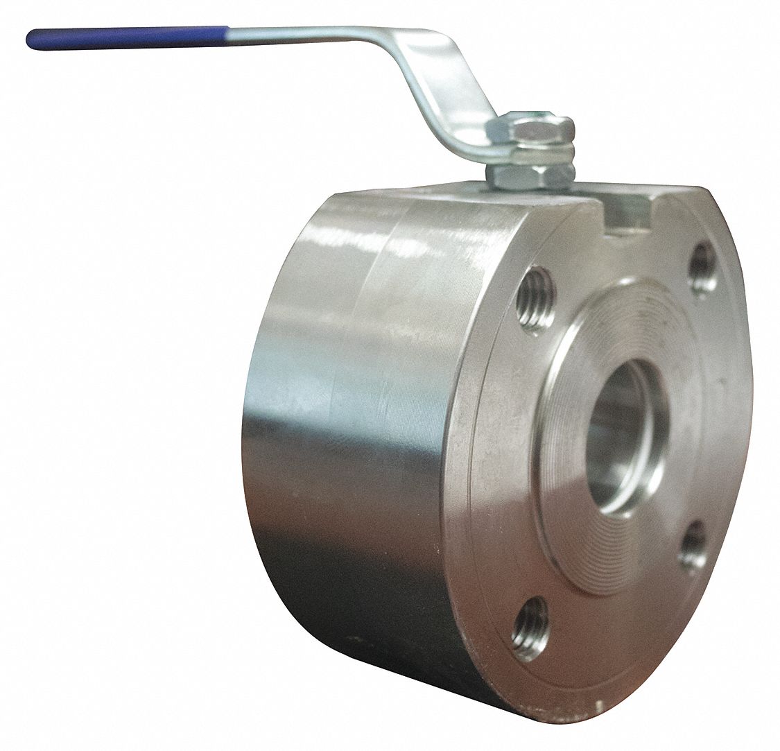 Manual Two-Way Ball Valve: 1 1/4 in, 316 Stainless Steel, Straight Valve Body, One-Piece, FKM