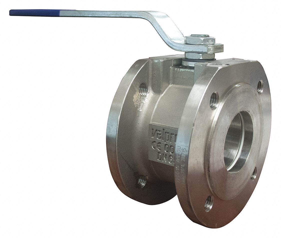 Manual Two-Way Ball Valve: 1 1/2 in, 316 Stainless Steel, Straight Valve Body, One-Piece, FKM