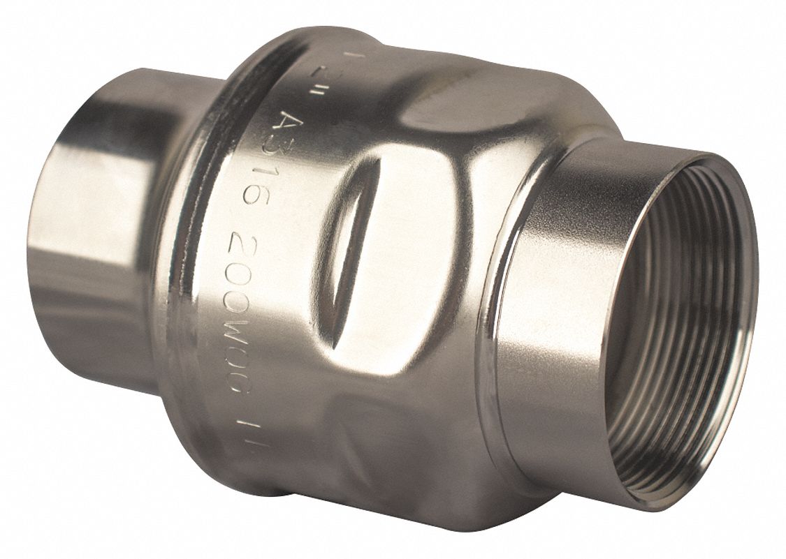 CHECK VALVE, SWING, INLINE VALVE BODY, 2 IN PIPE, FNPT X FNPT, 316 STAINLESS STEEL, NPT