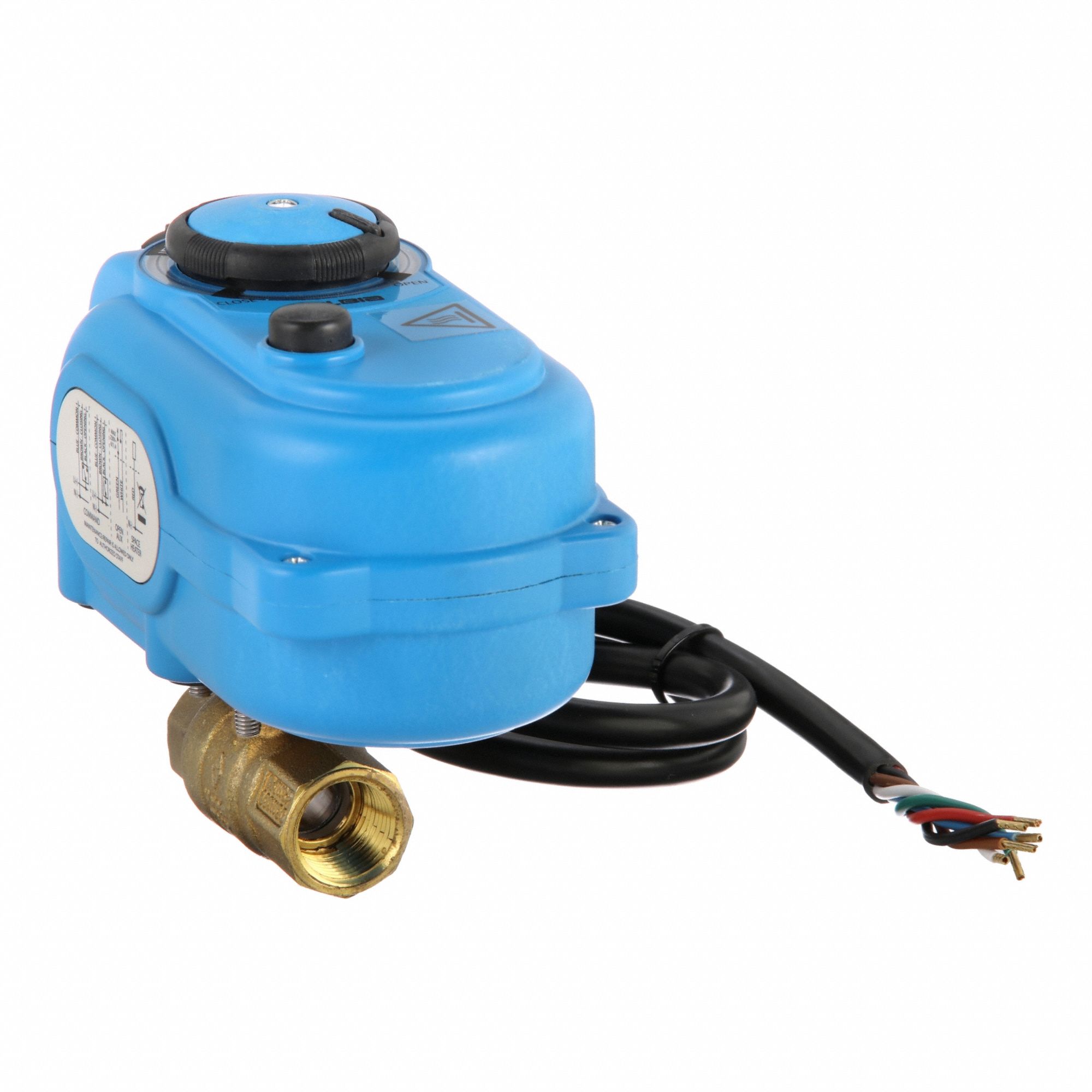 Electrically Actuated Two-Way Ball Valve: 1/2 in, Brass, 110V AC, FNPT x FNPT, Straight