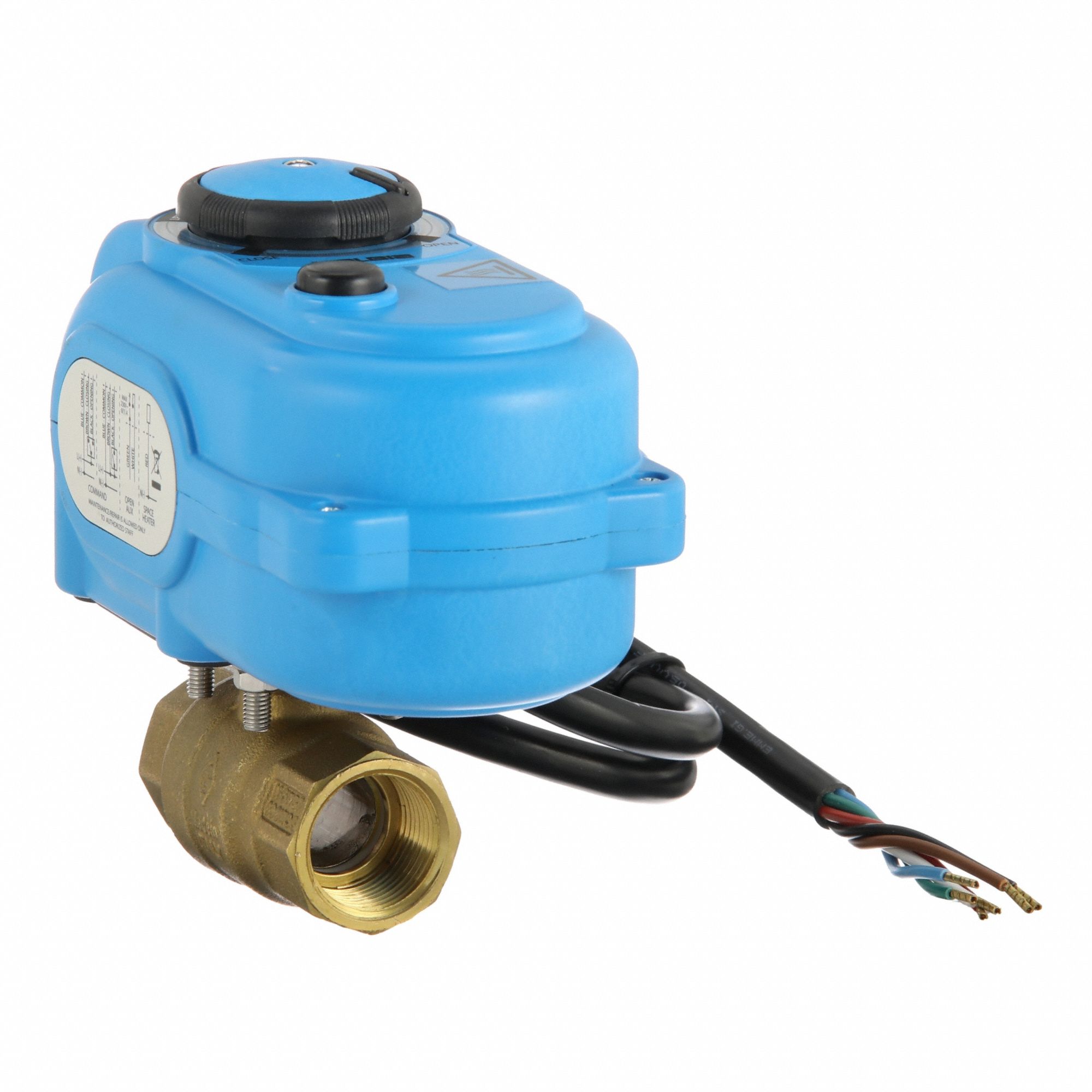 Electrically Actuated Two-Way Ball Valve: 3/4 in, Brass, 110V AC, FNPT x FNPT, Straight