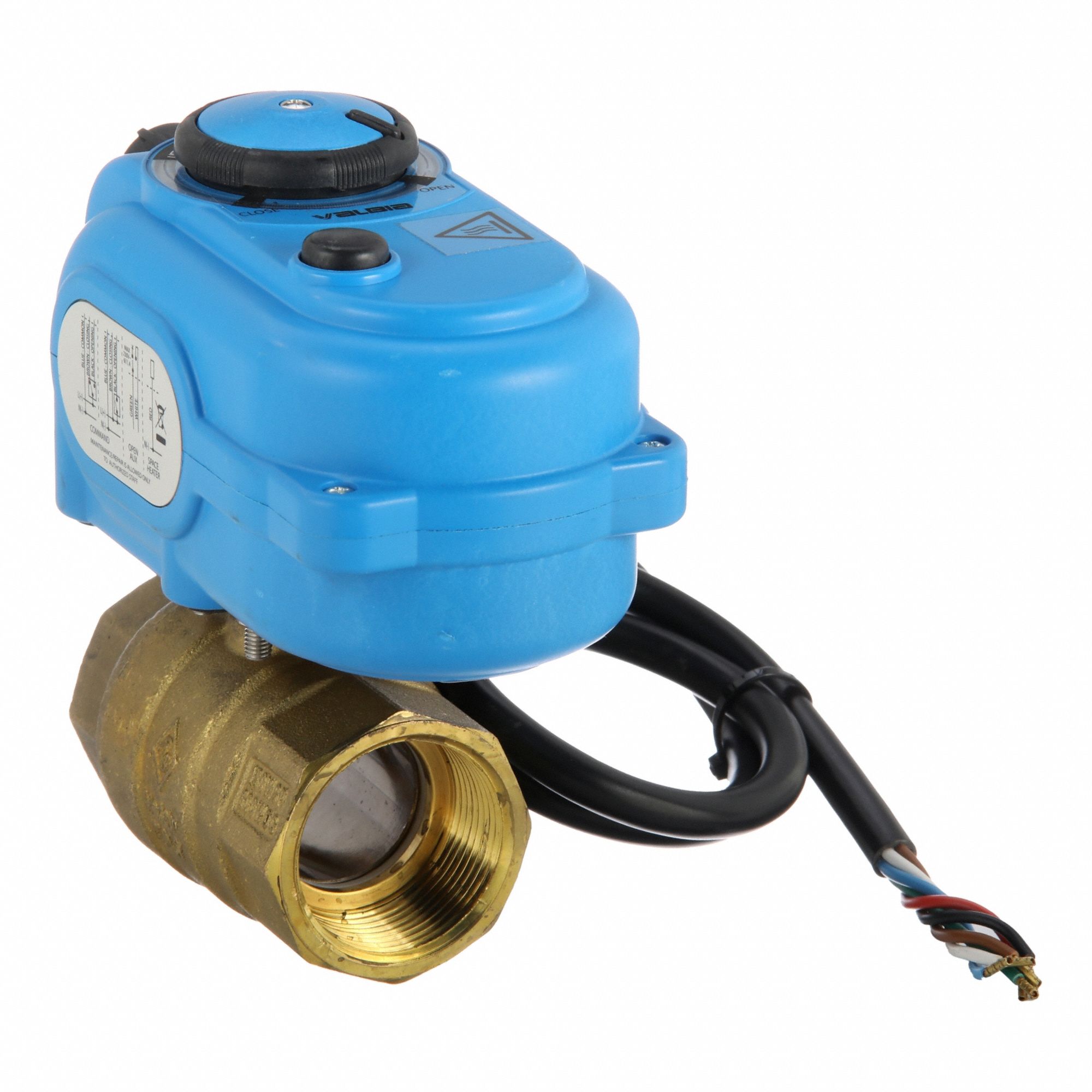Electrically Actuated Two-Way Ball Valve: 1 1/4 in, Brass, 110V AC, FNPT x FNPT, Straight