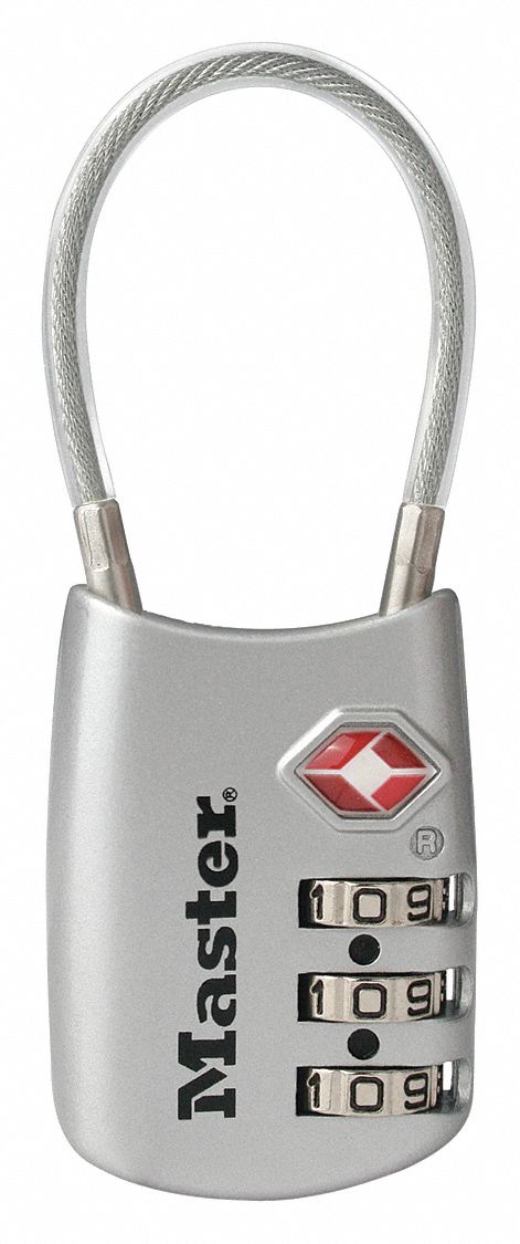 COMBINATION PADLOCK,1 2/3 IN,OVAL,SILVER
