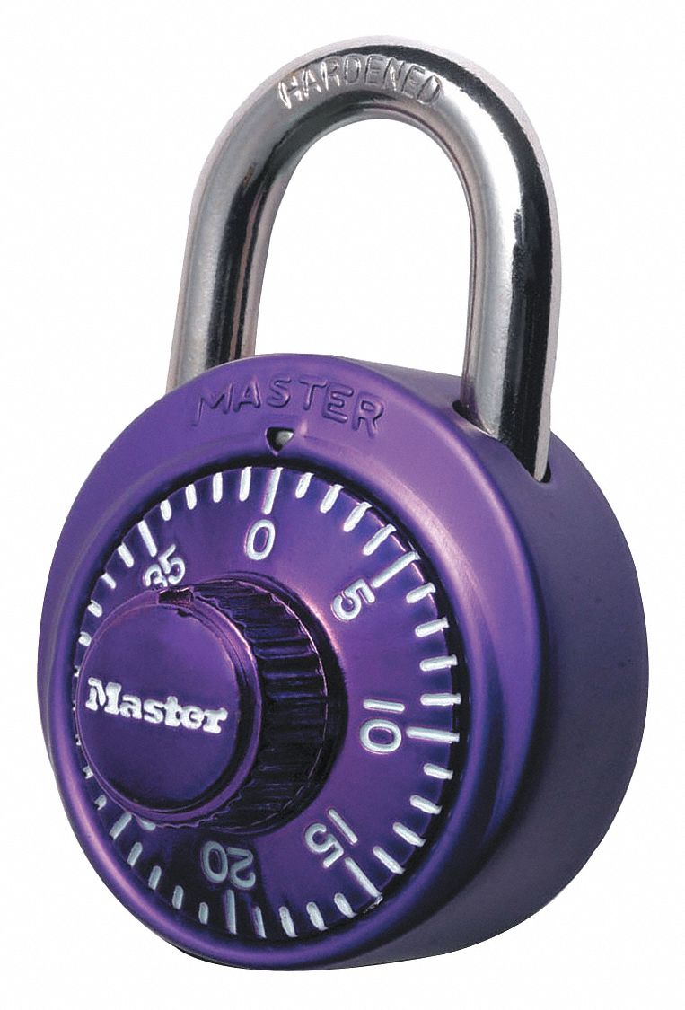 COMBINATION PADLOCK,2 IN,ROUND,PURPLE