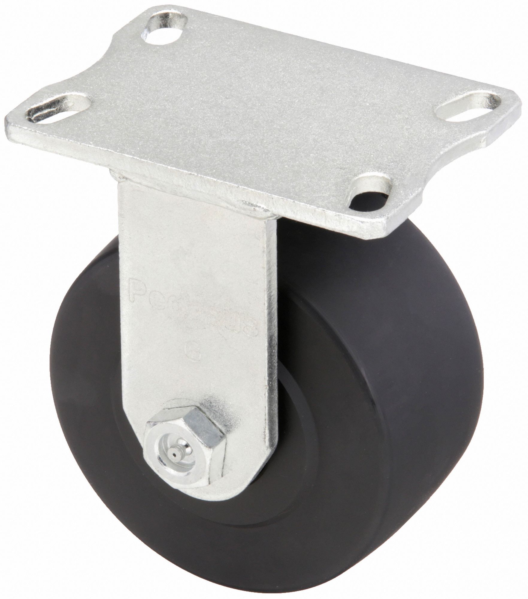 KINGPINLESS PLATE CASTER, 6 IN WHEEL DIAMETER, 4100 LB, 7½ IN MOUNTING H, NYLON