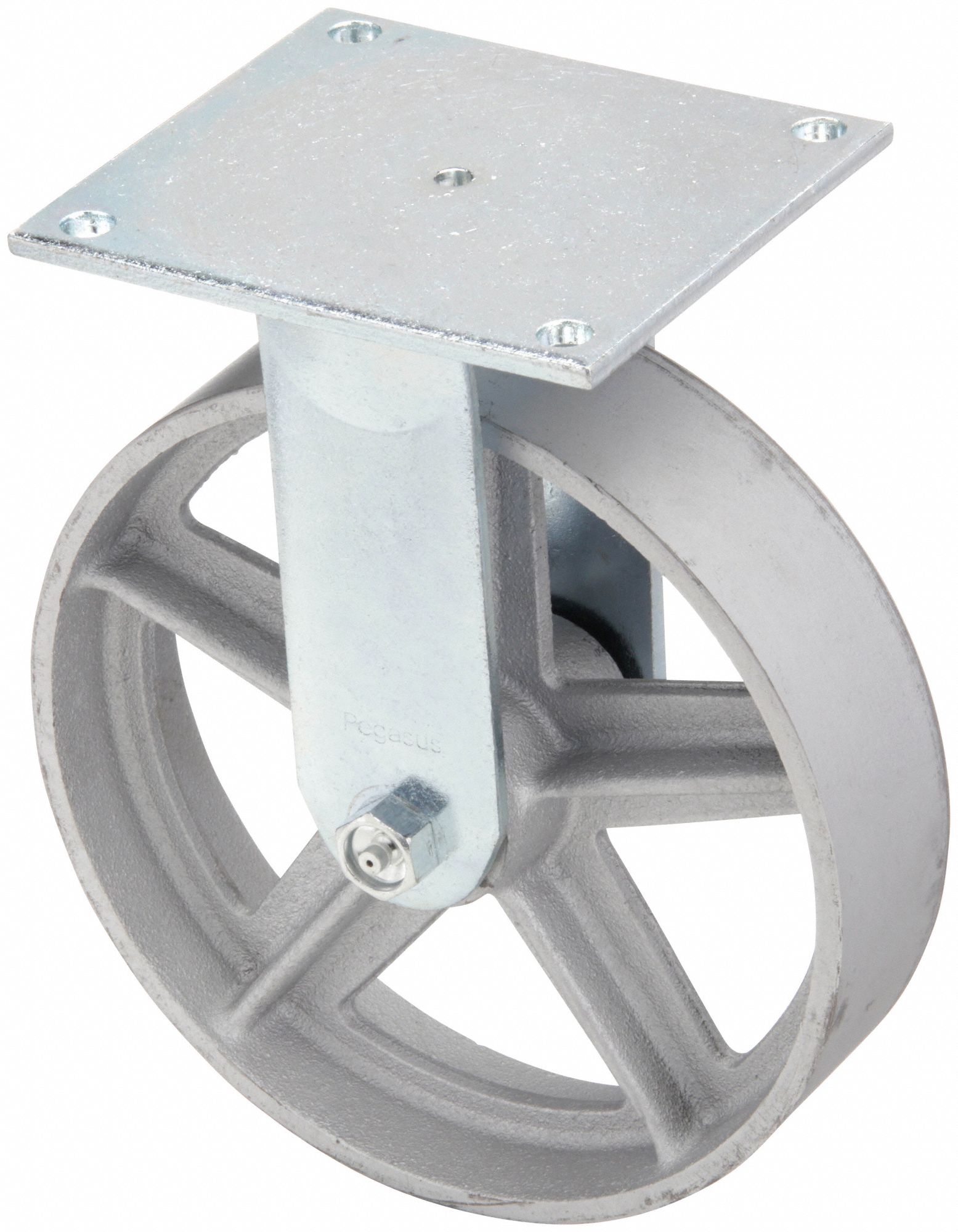 Plate Caster, Rigid, Iron, 9 1/2"H