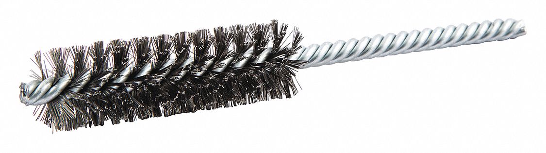 Double Spiral Tube Brush: Double Stem, Brass, 3/4 in Dia, 0.006 in Fill Dia