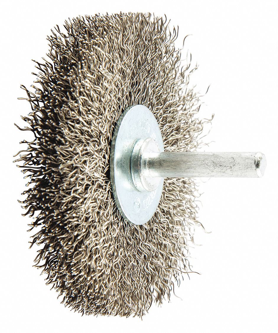 WIRE WHEEL BRUSH,CRIMPED,STAINLESS STEEL