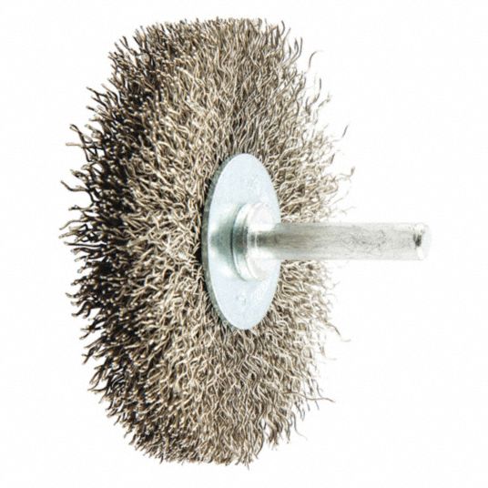 3 in Brush Dia., No Arbor Arbor Hole, Wire Wheel Brush - 443M06