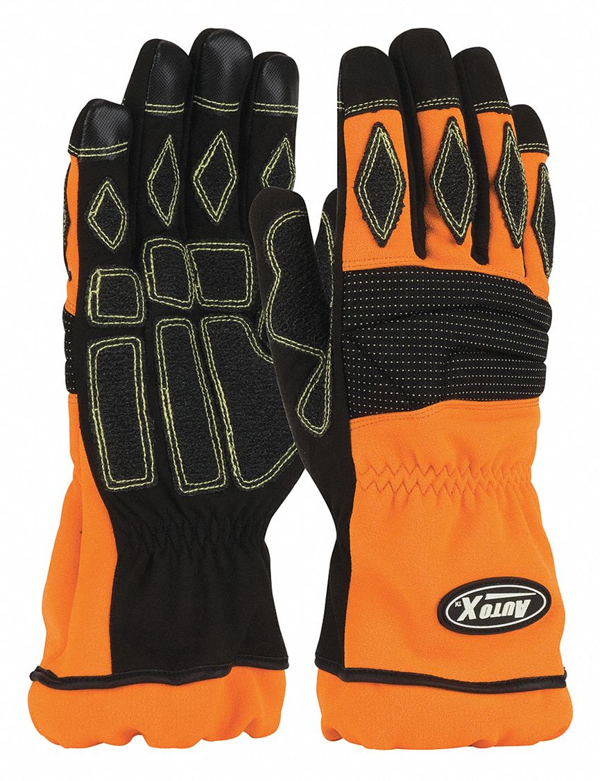 Mechanics Gloves: Orange, Polyurethane, 1 PR