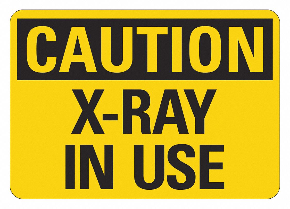 Radiation Sign: Non-PVC Polymer, Adhesive Sign Mounting, 7 in x 10 in Nominal Sign Size