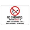No Smoking Within 15 Feet Of Main Entrances, Exits And Operable Windows Signs