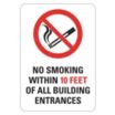 No Smoking Within 10 Feet Of All Building Entrances Signs