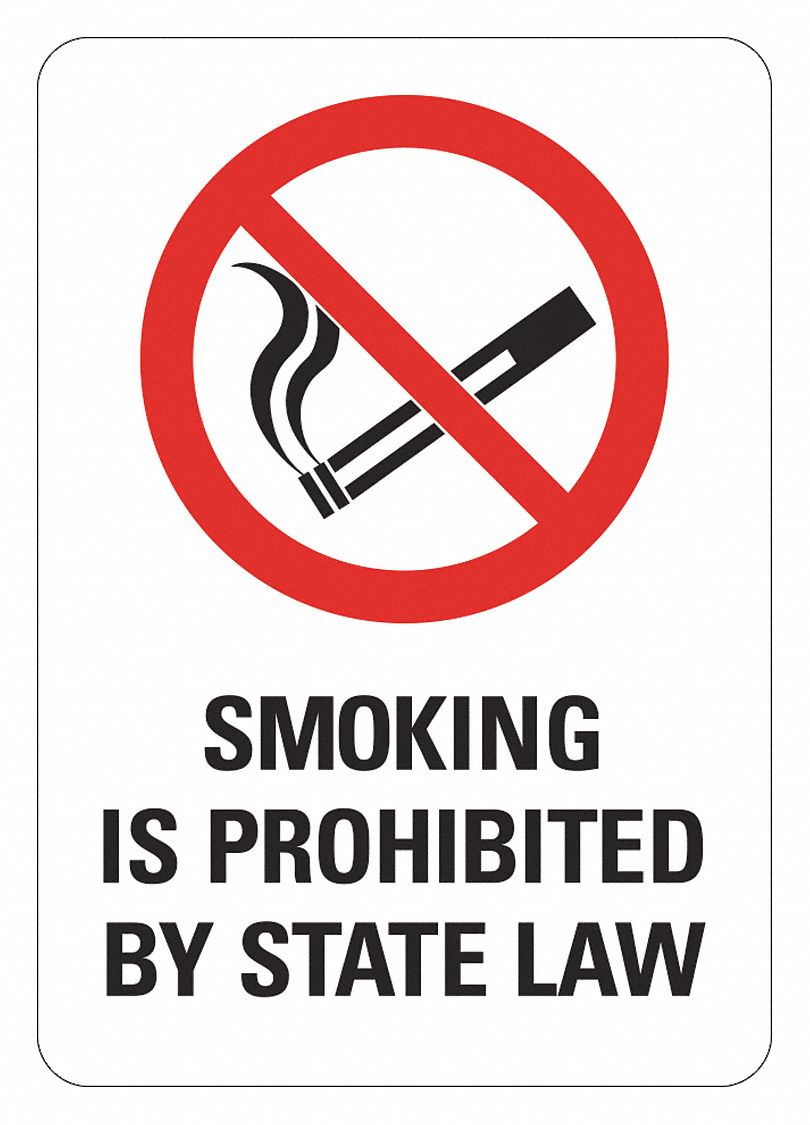 Reflective  No Smoking Sign: Aluminum, Mounting Holes Sign Mounting, 14 in x 10 in Nominal Sign Size